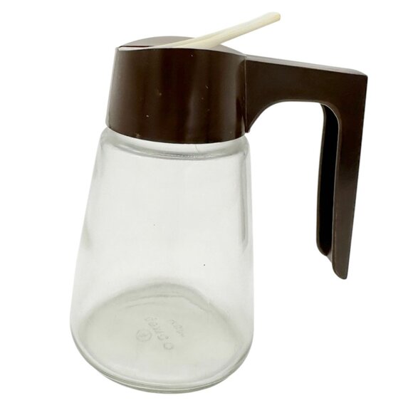 Vintage Gemco Syrup Dispenser and Nut Food Chopper with Brown Lids Glass Bodies - Picture 3 of 10